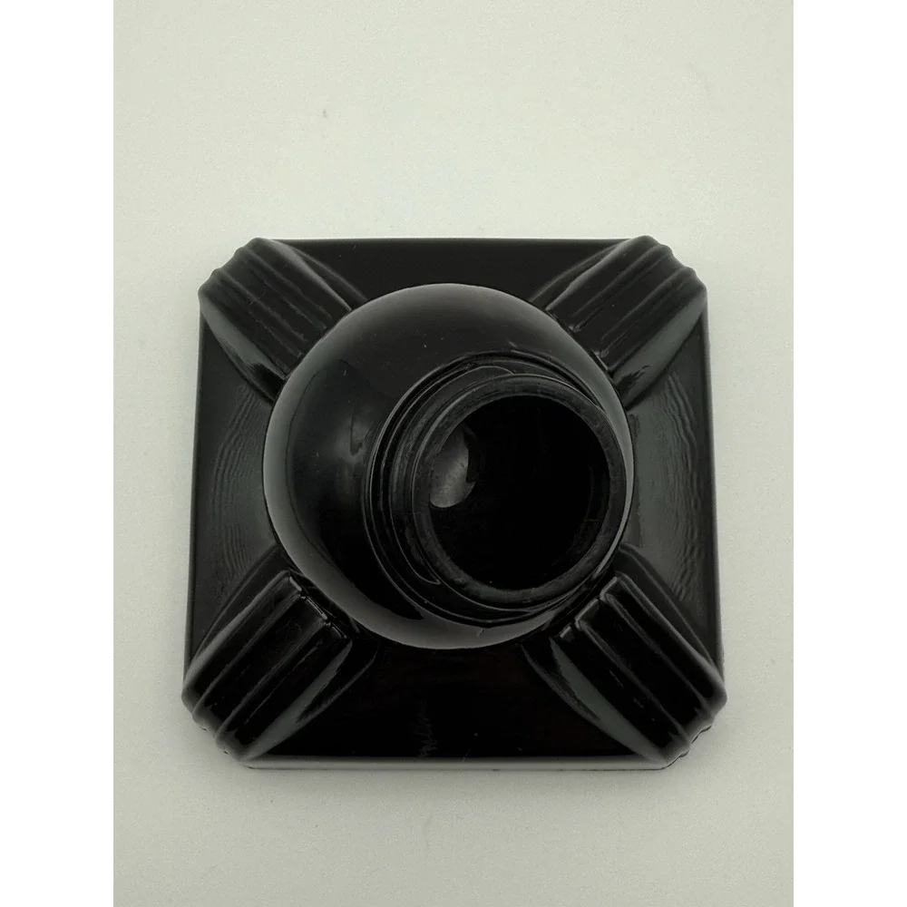 Vintage Zephyr American Swivodex Inkwell Art Deco Black Glass Swivel Desk Stand